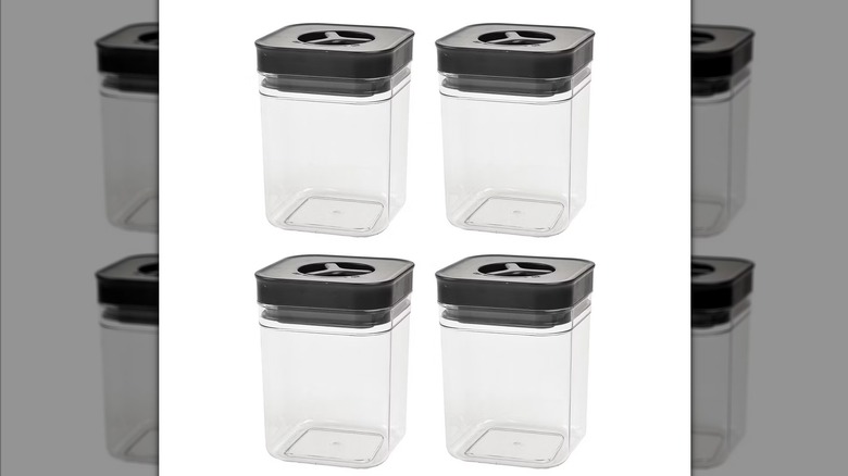 Four of the SharpChef Airtight Twist & Lock Food Storage Containers from Target on a white background.