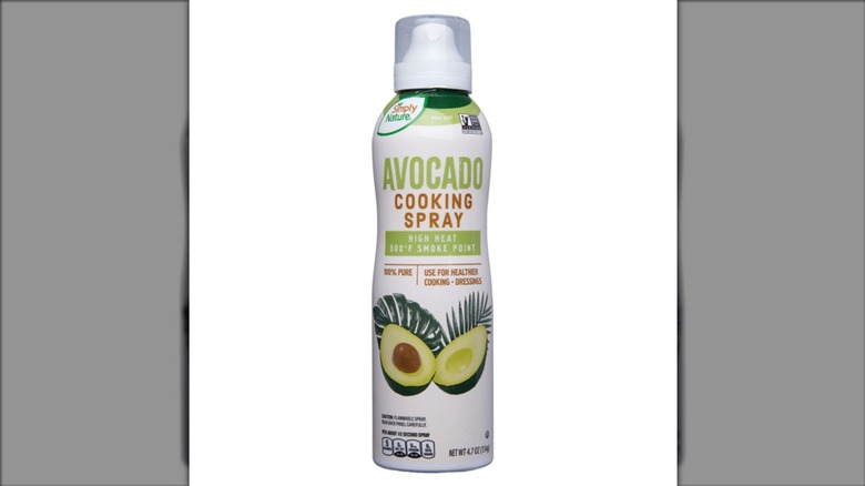 Simply Nature Avocado Cooking Spray from Aldi on a white background.