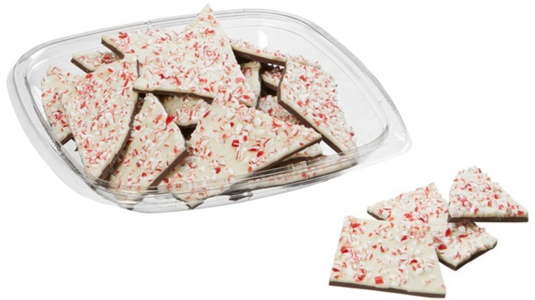 Costco's Kirkland Signature peppermint bark on a white background