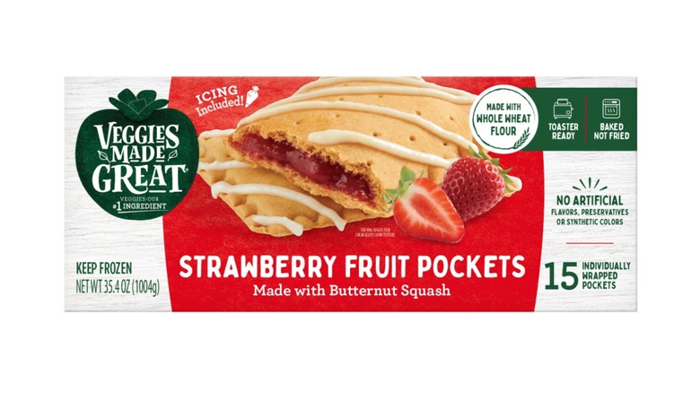 Box of Veggies Made Great Strawberry Fruit Pockets on white background