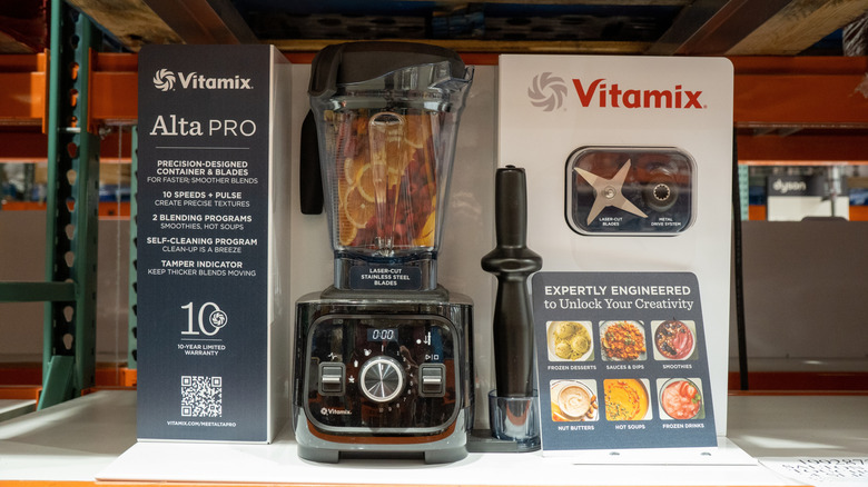 A Vitamix Alta Pro blender on display on a Costco shelf