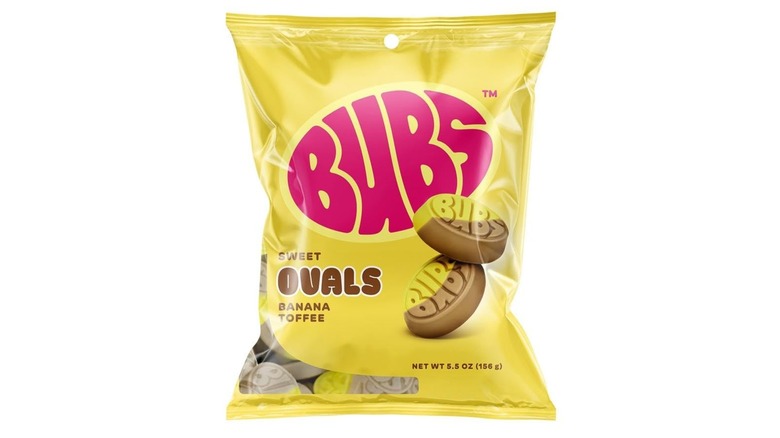 A bag of Bubs Sweet Ovals Banana Toffee-flavored