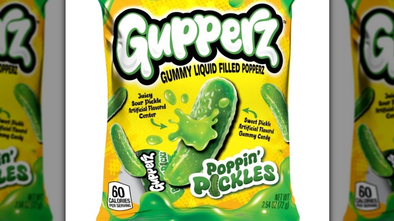A package of Gupperz Poppin' Pickles, Gummy Liquid-Filled Popperz