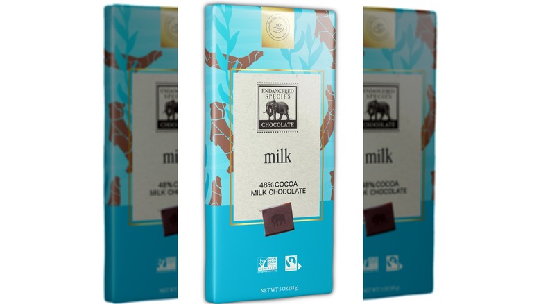 Endangered Species milk chocolate bar made with more cocoa