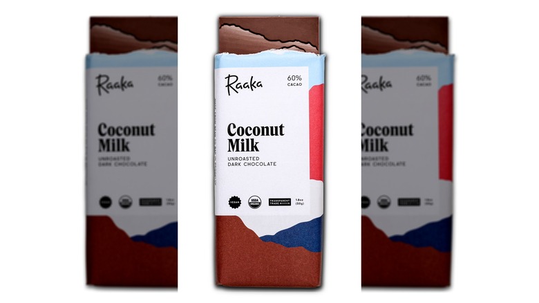 Raaka vegan coconut milk unroasted dark chocolate bar