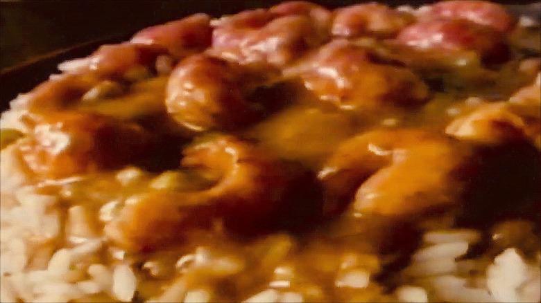 A plate of Crawfish Étouffée  with rice