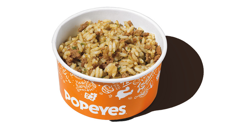 A cup of Popeyes Dirty Rice