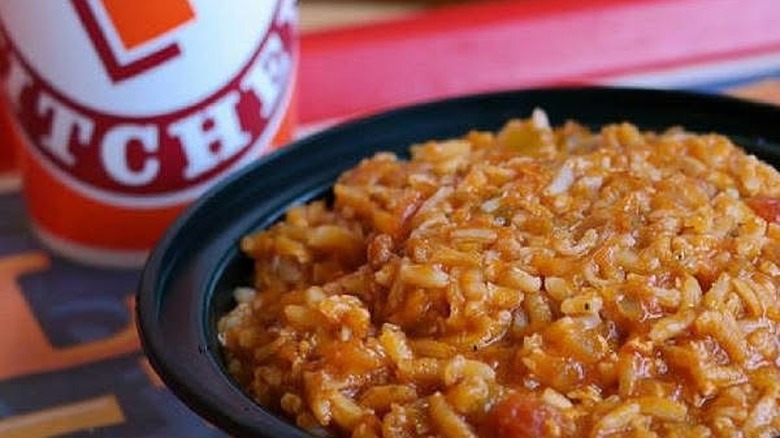 A bowl of Popeyes Jambalaya