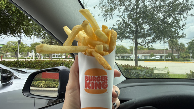 Burger King fries out of car window