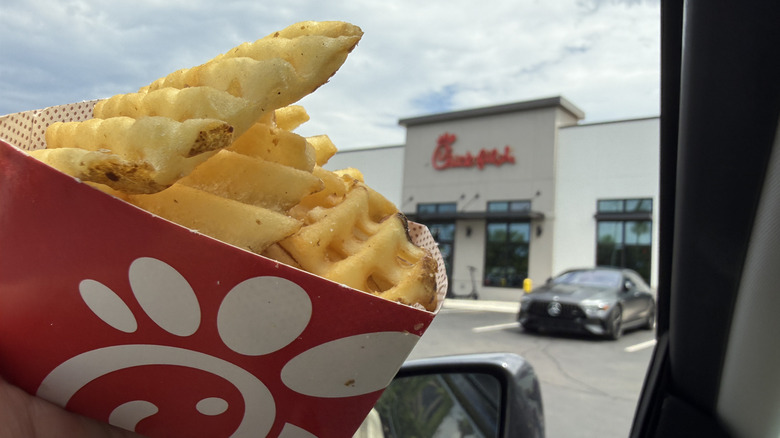 Chick-fil-a fries out of car window