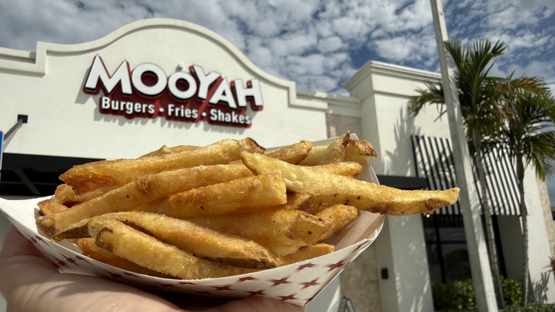 Mooyah fries out of car window