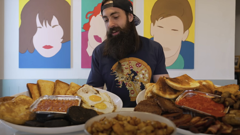 Adam Moran checking out Breakfast Club foods