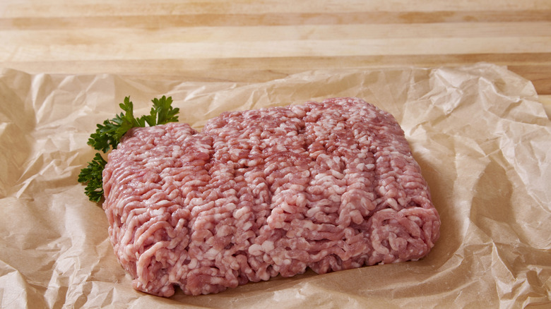 Raw ground pork from the butcher