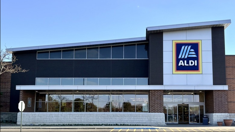 The exterior of an Aldi store