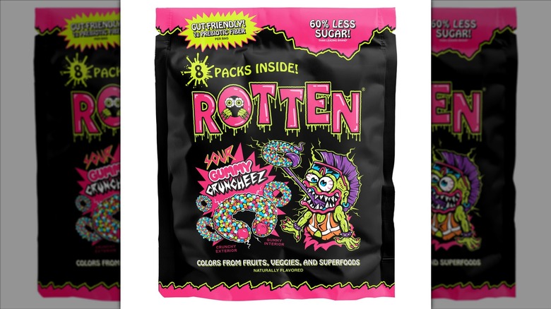 Rotten Sour Gummy Cruncheez on a white background.