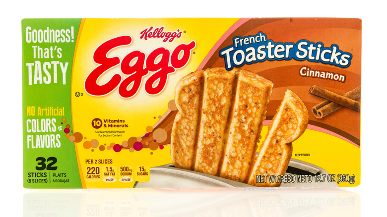 A box of Eggo French Toaster Sticks on a white background.