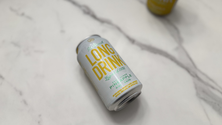 Zero sugar pineapple Long Drink on a counter