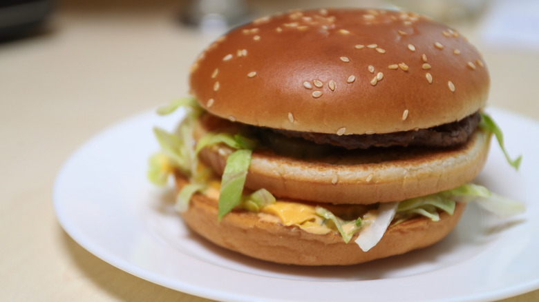 A big Mac on a white plate