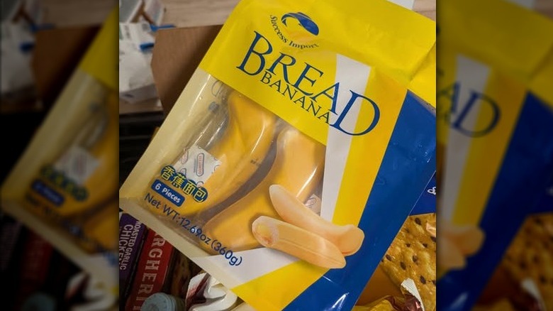 Pack of Success Import Bread Banana with four count over a box of other food products