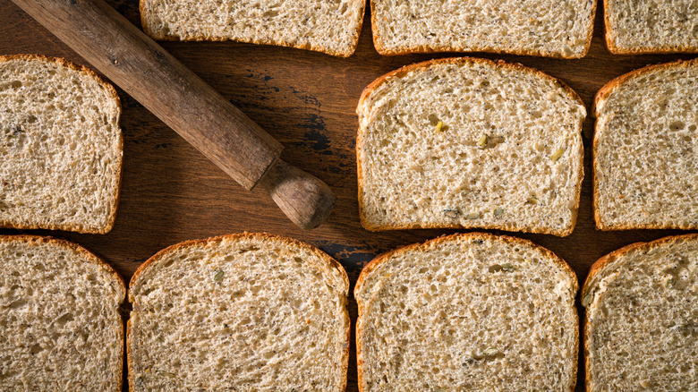 slices of whole wheat bread on a table