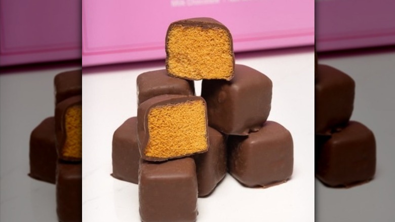 Bite-sized pieces of Fowler's sponge candy.