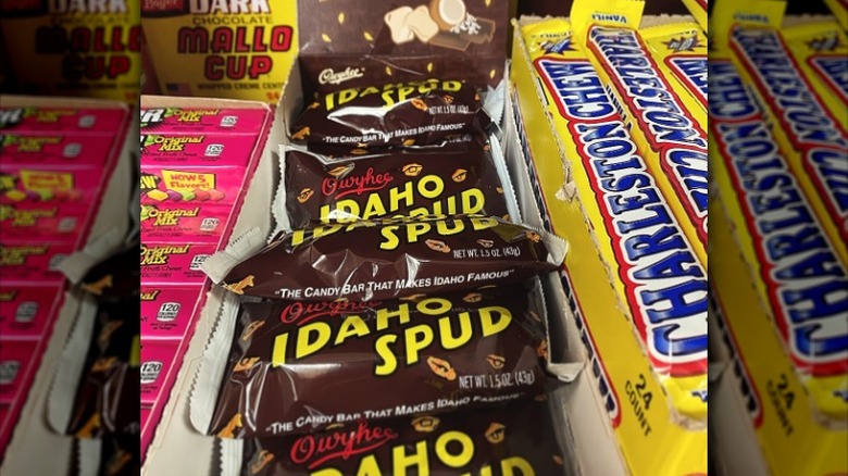 Idaho Spud candy bars on sale.