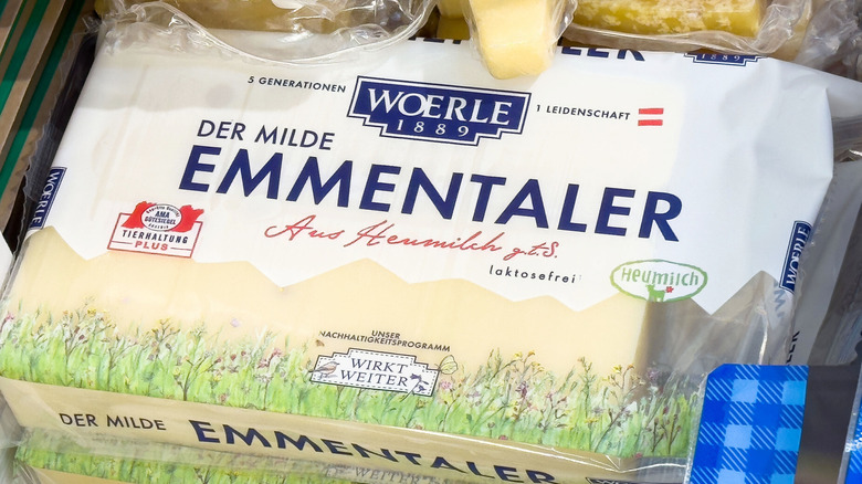 A package of Emmentaler cheese