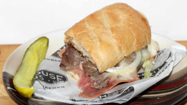 A photo of Firehouse Subs' Firehouse Hero sandwich