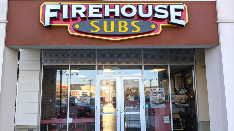 The entrance to Firehouse Subs in Cranston, Rhode Island