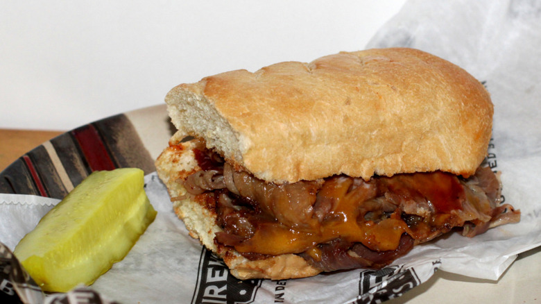 A photo of Firehouse Subs' Smokehouse Beef and Cheddar Brisket sandwich