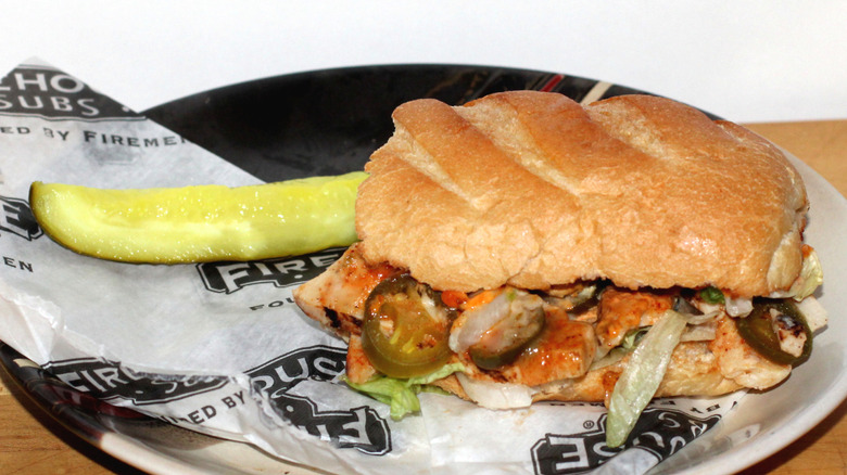 A photo of Firehouse Subs' Spicy Cajun Chicken sandwich