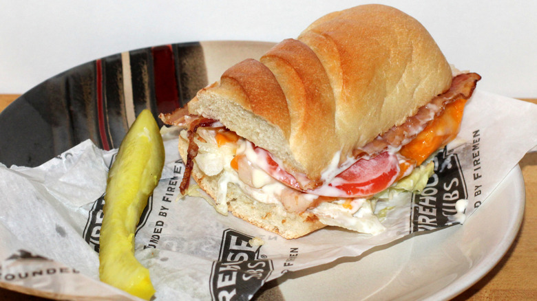 A photo of Firehouse Subs' Turkey Bacon Ranch sandwich