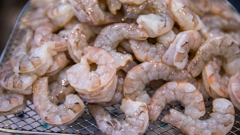 Pile of raw shrimp