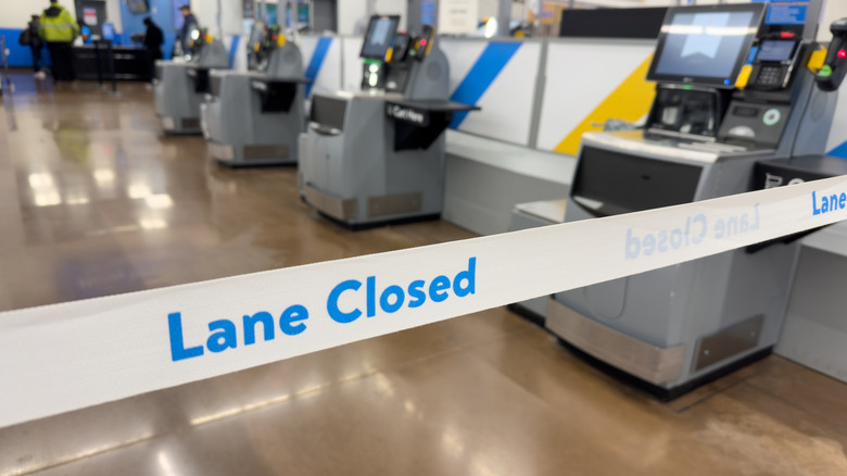 Checkout lanes at Walmart closed