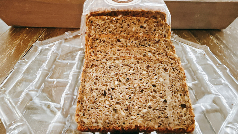 Trader Joe's European Grains and Seed Bread on a glass plate