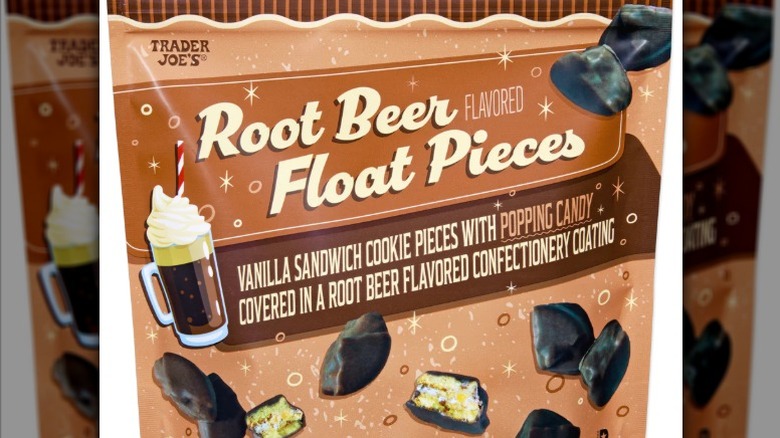 A bag of Trader Joe's Root Beer Float Pieces on a white background.