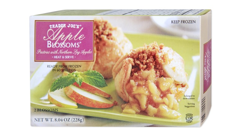 A box of Trader Joe's Apple Blossoms on a white background