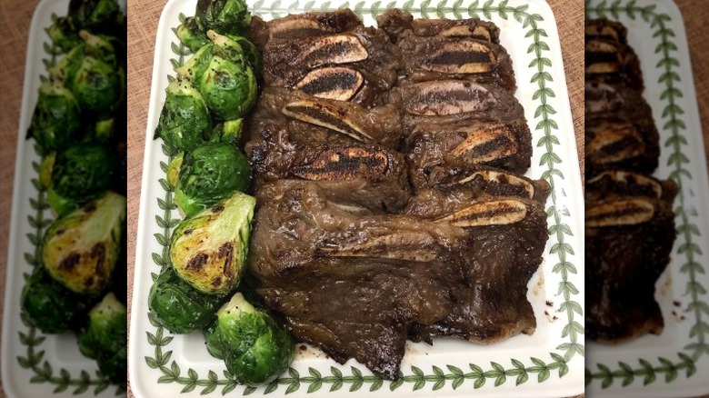 A plate of Trader Joe's Korean Style Beef Short Ribs