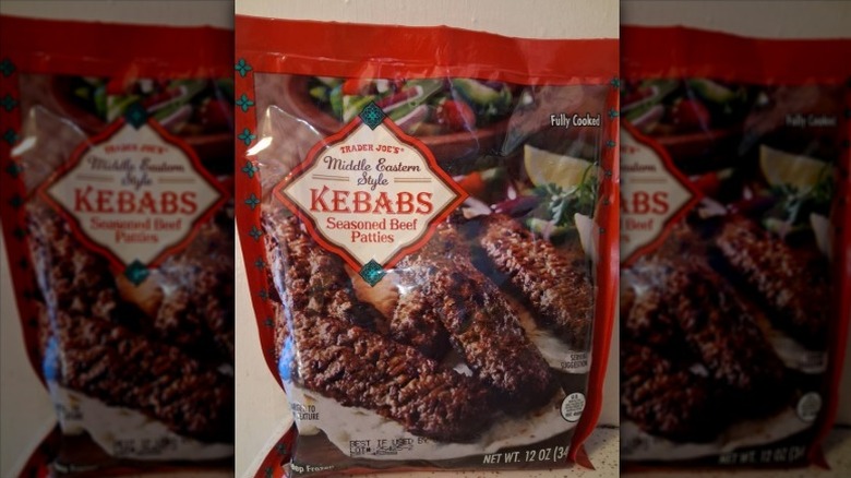 A bag of Trader Joe's Middle Eastern Style Kebabs