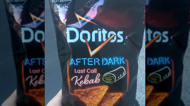 Black packet of Kebab flavor Doritos.
