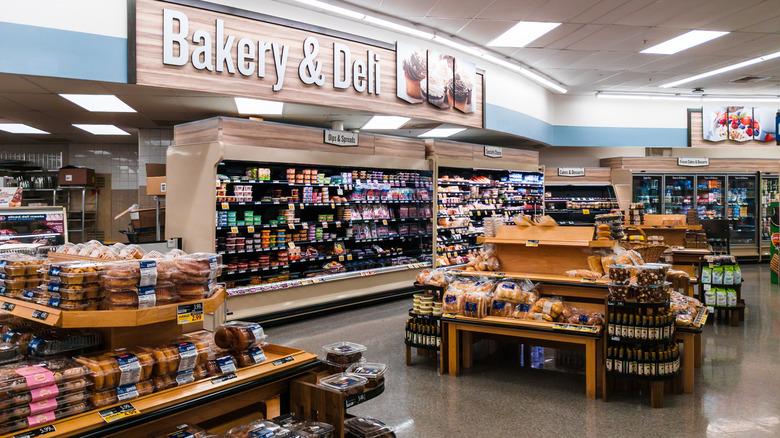 A photograph of a typical grocery store bakery and deli display