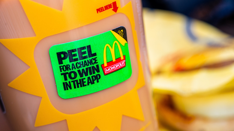 McDonald's cup with monopoly game featured