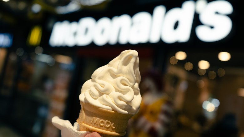 McDonald's Vanilla cone with store in background