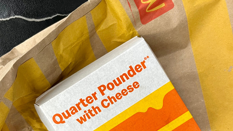 McDonald's quarter pounder box on top of bag
