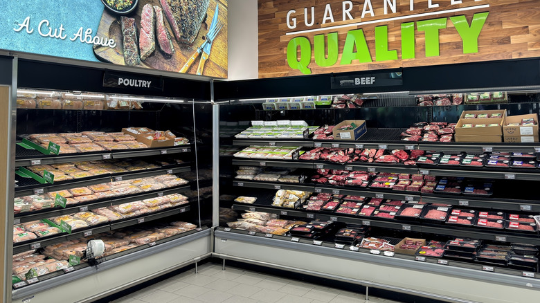 Meat section at an Aldi store