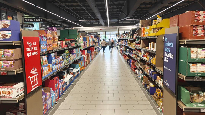 An aisle in an Aldi store