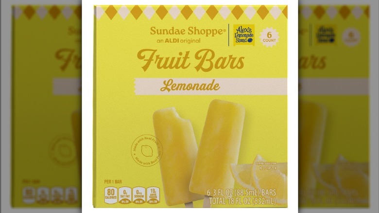 Box of Aldi Sundae Shoppe Lemonade Bars on a white background.