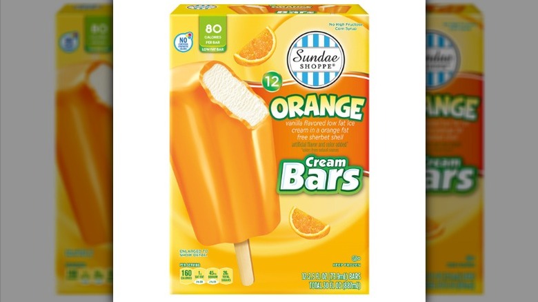 Box of Aldi Sundae Shoppe Orange Cream Bars on a white background.