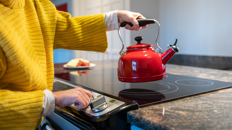Woman using an electric range