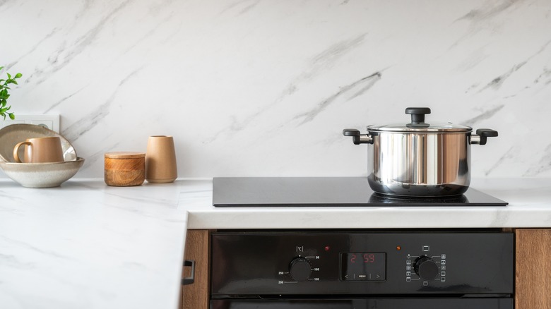 Electric range in the kitchen